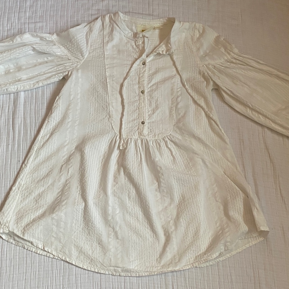 MAEVE  White Textured Button-Up Tunic - Picture 5 of 11